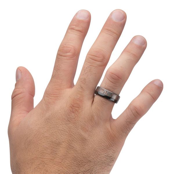 Etched Niobium SuperConductor Black Zirconium Comfort Fit Ring Image 5 Peran & Scannell Jewelers Houston, TX