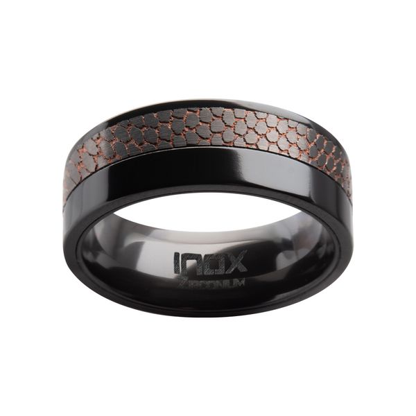 Flat Etched Niobium SuperConductor Black Zirconium Comfort Fit Ring Image 2 Meritage Jewelers Lutherville, MD