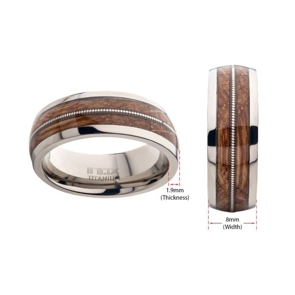 8mm Clear Resins & Whiskey Barrel Wood Inlay Titanium Comfort Fit Ring Image 4 Mueller Jewelers Chisago City, MN