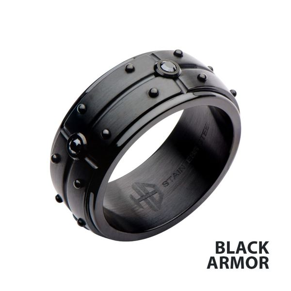 Black IP with Black-A 2mm Diamond Ring Selman's Jewelers-Gemologist McComb, MS