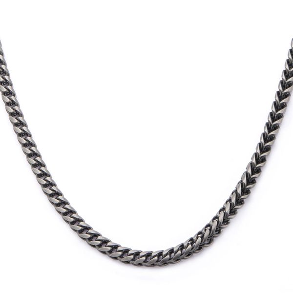 Black IP Gun Metal Polished Finish Fox Tail Link Chain Necklace Carroll / Ochs Jewelers Monroe, MI