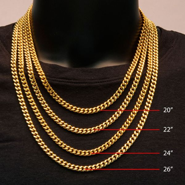 Gold | Miller Cuban Oregon, Alan Miami Necklace IP | 18Kt NK15006GP-26 Jewelers Chain 6mm OH