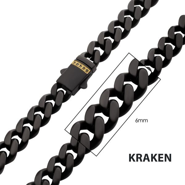 6mm Black IP Steel Matte Finish Miami Cuban Chain Necklace w