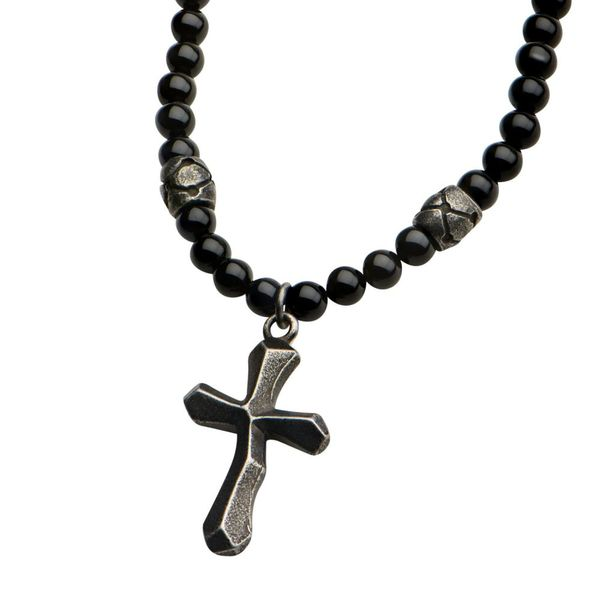 Black Bead Rosary Necklace Urn - In The Light Urns