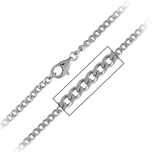 3.5mm Silver Curb Chain Necklace