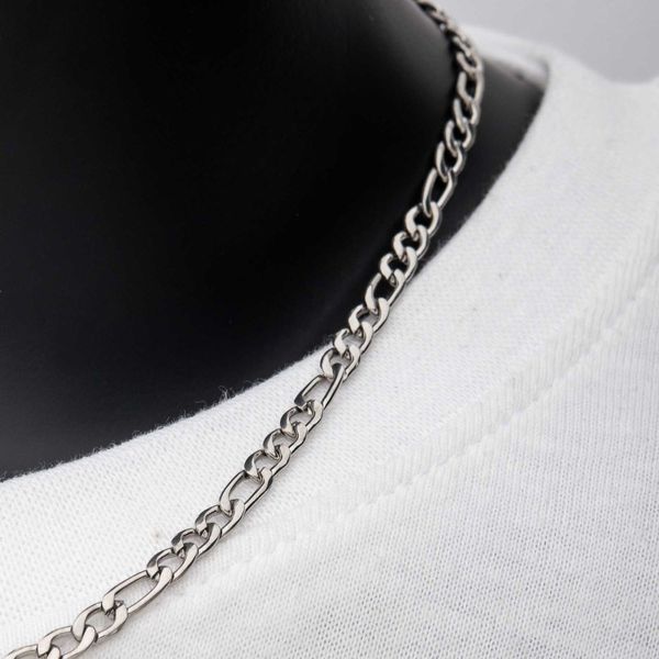4mm Steel Figaro Chain Necklace Image 4 Jayson Jewelers Cape Girardeau, MO
