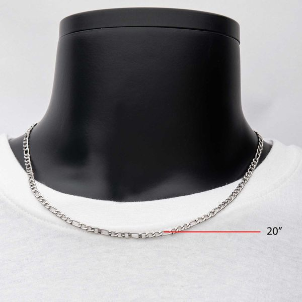 INOX 4mm Steel Figaro Chain Necklace NSTC0204-24, Ken Walker Jewelers