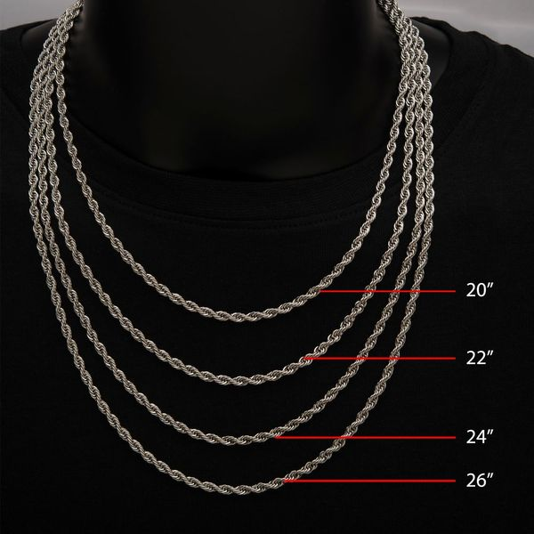 INOX 4mm Steel Rope Chain Necklace NSTC0304-24 ST Gig Harbor