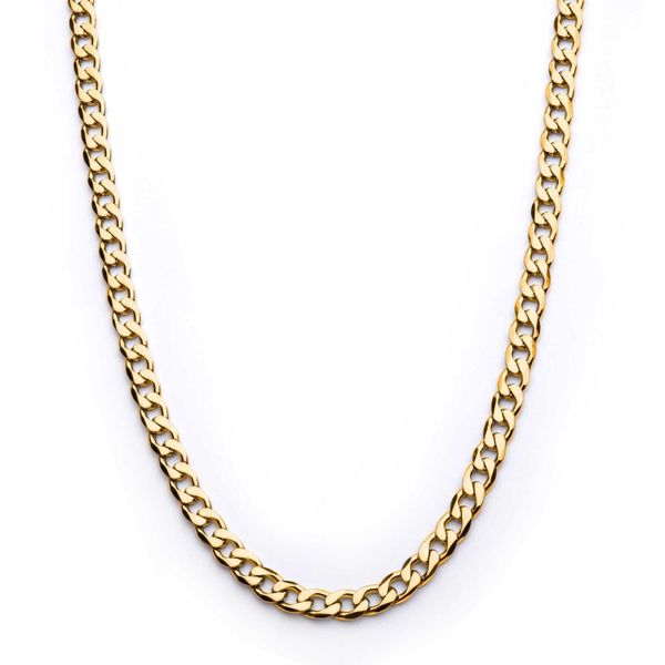 8mm 18K Gold IP Bevel Curb Chain Necklace Image 2 Mueller Jewelers Chisago City, MN