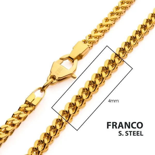 INOX 4mm 18K Gold IP Franco Chain Necklace NSTC0704G-26 | Miner's