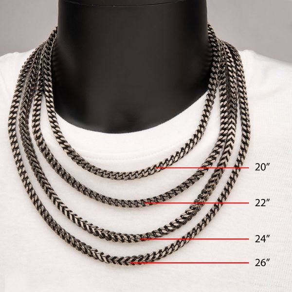 8mm Oxidized Steel Franco Chain Necklace Image 4 Valentine's Fine Jewelry Dallas, PA