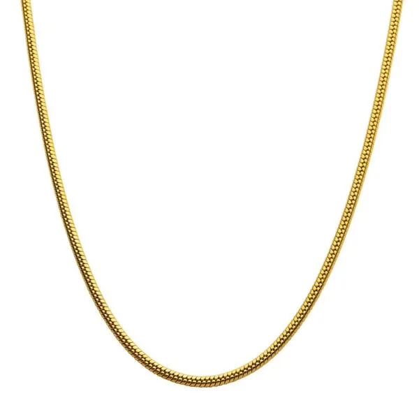 3mm 18K Gold IP Rattail Chain Necklace