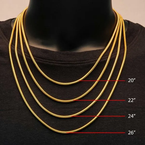 3mm 18K Gold IP Rattail Chain Necklace