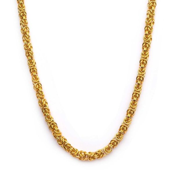 6mm 18Kt Gold IP King Byzantine Chain Necklace
