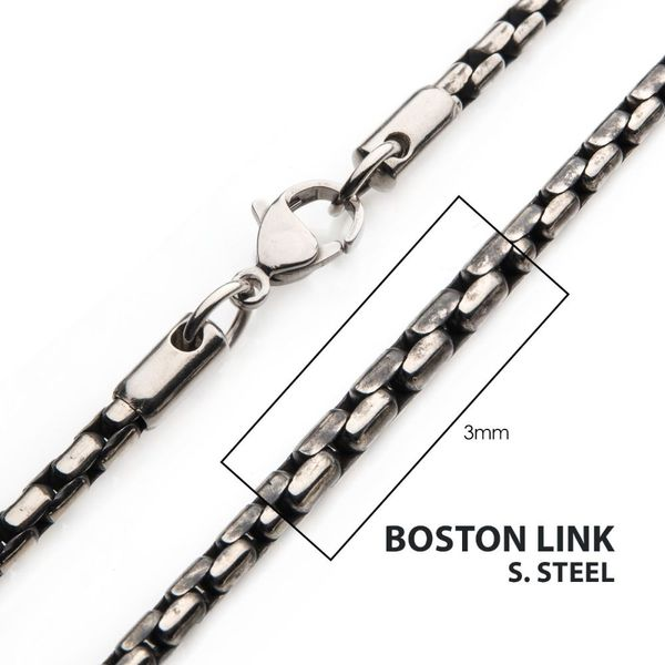 Box Chain 3mm Black Stainless - 22