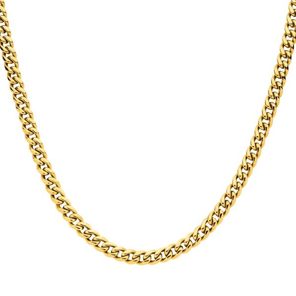 6mm 18K Gold Plated Miami Cuban Chain Necklace with CNC Precision Set CZ Double Tab Box Clasp  Image 2 Mitchell's Jewelry Norman, OK
