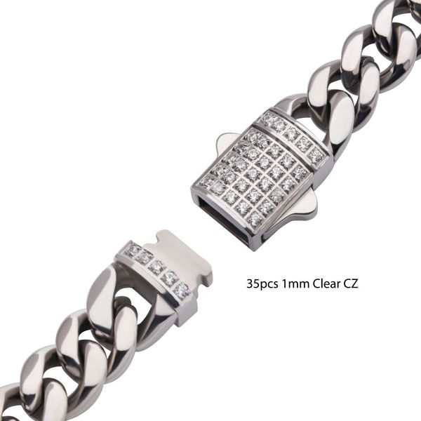 6mm Steel Miami Cuban Chain Bracelet with CNC Precision Set CZ Double Tab Box Clasp  Image 3 Cellini Design Jewelers Orange, CT