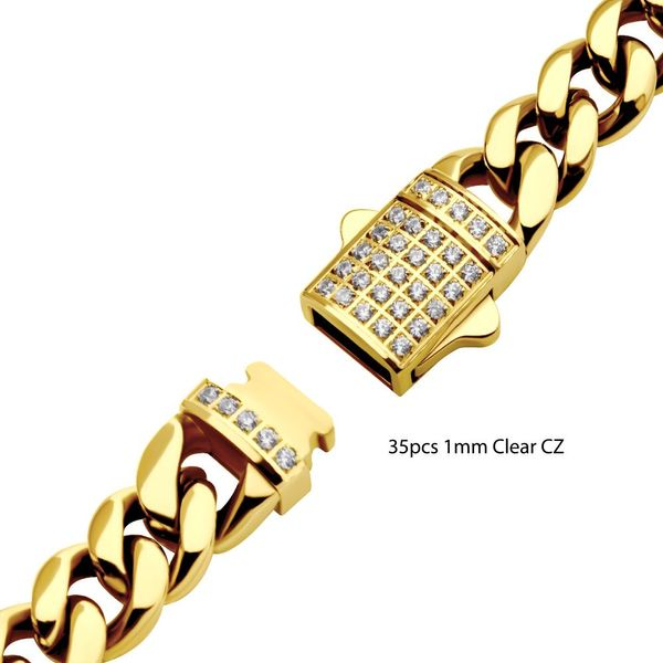 Diamond CZ Cuban Link Bracelet 18k Gold Plated Bracelet 