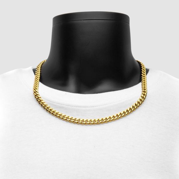 8mm 18K Gold Plated Miami Cuban Chain Necklace with CNC Precision Set CZ Double Tab Box Clasp  Image 3 Jayson Jewelers Cape Girardeau, MO