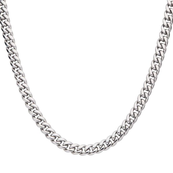 8mm Steel Miami Cuban Chain Necklace with CNC Precision Set CZ Double Tab Box Clasp  Image 2 Ritzi Jewelers Brookville, IN