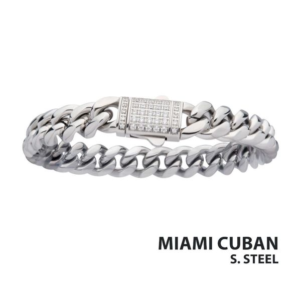 10mm Steel Miami Cuban Chain Bracelet with CNC Precision Set CZ Double Tab Box Clasp  Alexander Fine Jewelers Fort Gratiot, MI