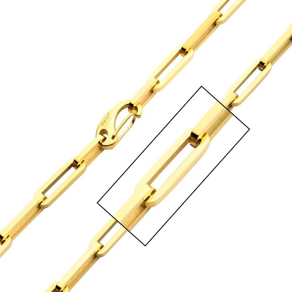 Gold IP Steel Paperclip Link Chain Necklace Wesche Jewelers Melbourne, FL