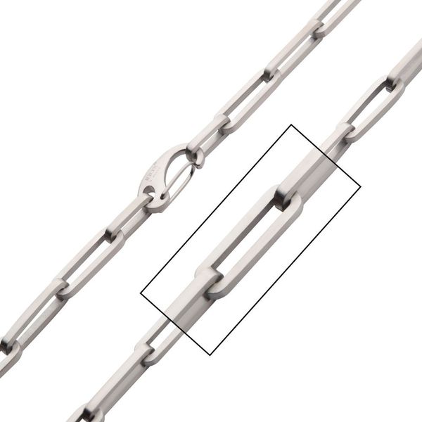 Matte Finish Steel Paperclip Link Chain Necklace P.K. Bennett Jewelers Mundelein, IL