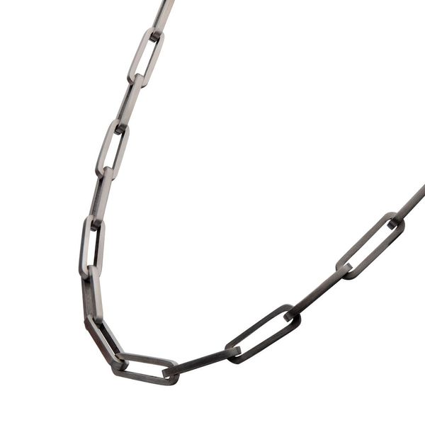 Gun Metal IP Steel Paperclip Link Chain Necklace Image 3 Banks Jewelers Burnsville, NC