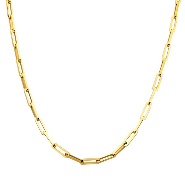 Gold IP Steel Paperclip Link Chain Necklace Image 2 Carroll / Ochs Jewelers Monroe, MI