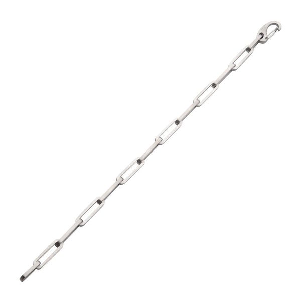 Matte Finish Steel Paperclip Link Chain Bracelet Image 2 Selman's Jewelers-Gemologist McComb, MS