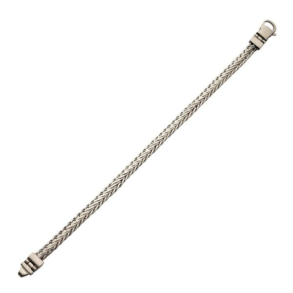 Brushed Matte Finish Stainless Steel Double Diamond Cut Spiga Chain Bracelet Image 2 Tipton's Fine Jewelry Lawton, OK