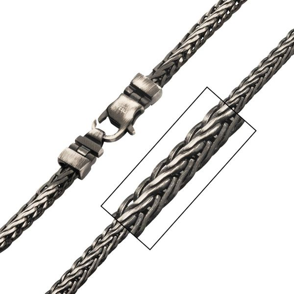 INOX Jewelry 5mm High Polished Finish Stainless Steel Spiga Chain Necklace  NSTC2405-22* - Sami Fine Jewelry