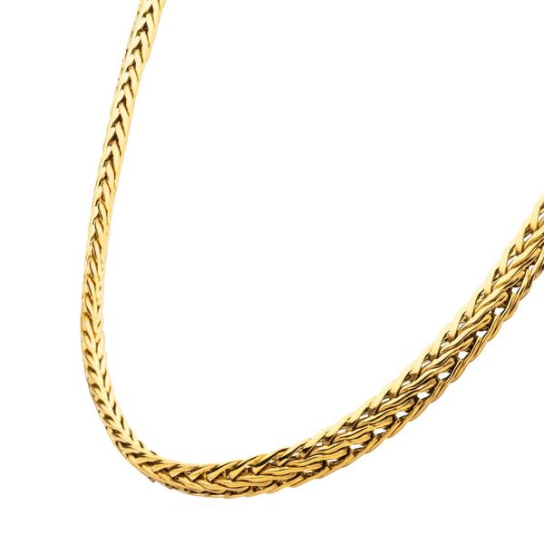 18K Gold IP Double Diamond Cut Spiga Chain Necklace Image 3 Lewis Jewelers, Inc. Ansonia, CT