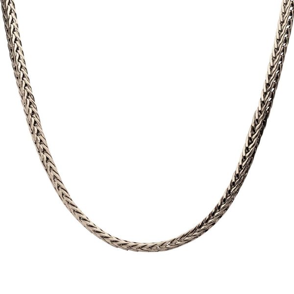 High Polished Finish Stainless Steel Double Diamond Cut Spiga Chain Necklace Image 3 Banks Jewelers Burnsville, NC
