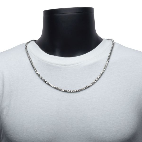 5mm High Polished Finish Stainless Steel Spiga Chain Necklace Image 4 Cottage Hill Diamonds Elmhurst, IL