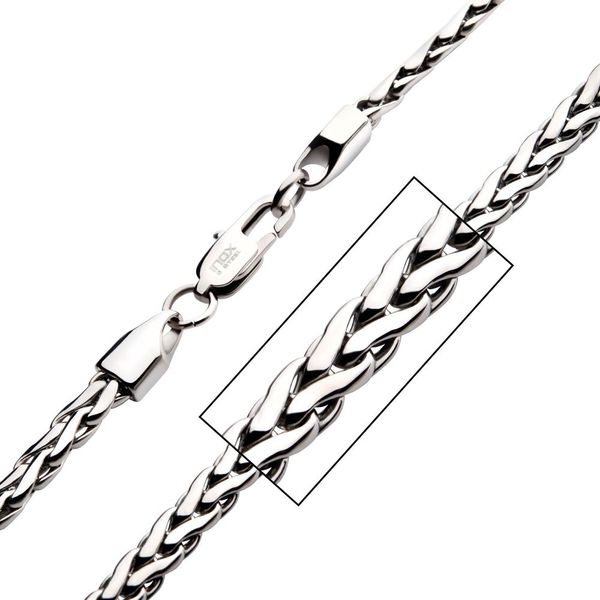 5mm High Polished Finish Stainless Steel Spiga Chain Necklace Crews Jewelry Grandview, MO