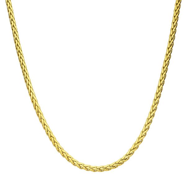 5mm 18K High Polished Finish Gold IP Stainless Steel Spiga Chain Necklace Image 2 K. Martin Jeweler Dodge City, KS