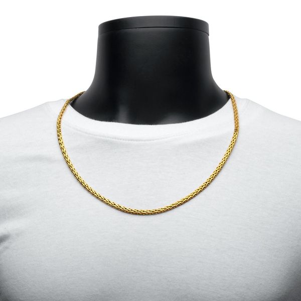 5mm 18K High Polished Finish Gold IP Stainless Steel Spiga Chain Necklace Image 4 Milano Jewelers Pembroke Pines, FL
