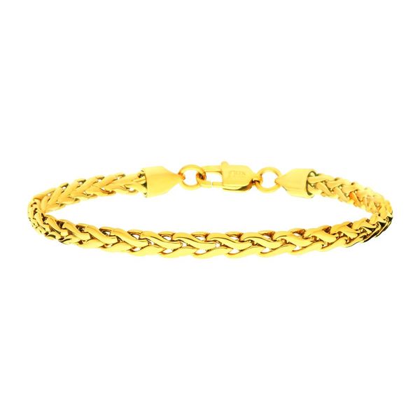 5mm 18K High Polished Finish Gold IP Stainless Steel Spiga Chain Bracelet Cellini Design Jewelers Orange, CT