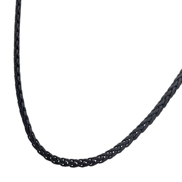 5mm Matte Finish Black IP Stainless Steel Spiga Chain Necklace Image 3 Wesche Jewelers Melbourne, FL