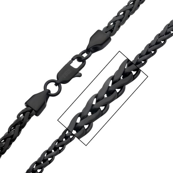 5mm Matte Finish Black IP Stainless Steel Spiga Chain Necklace Ware's Jewelers Bradenton, FL
