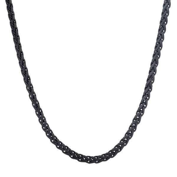 5mm Matte Finish Black IP Stainless Steel Spiga Chain Necklace Image 2 Wesche Jewelers Melbourne, FL