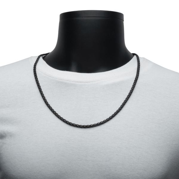 5mm Matte Finish Black IP Stainless Steel Spiga Chain Necklace Image 4 Ask Design Jewelers Olean, NY