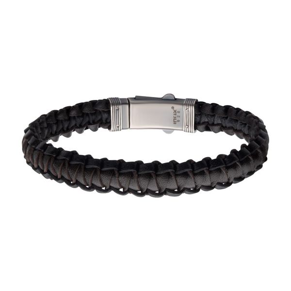 Black & Brown Braided Leather Bracelet with Dual Release 925 Sterling Silver Clasp Valentine's Fine Jewelry Dallas, PA