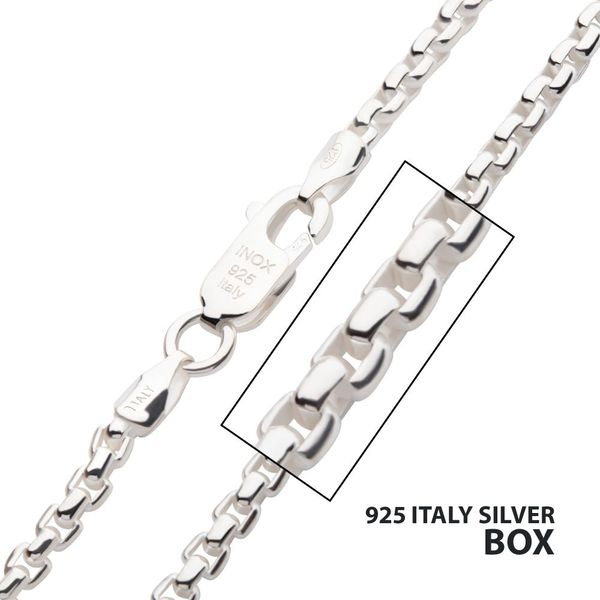 2.6mm 925 Italy Silver Polished Finish Box Chain Necklace wi, Crews  Jewelry