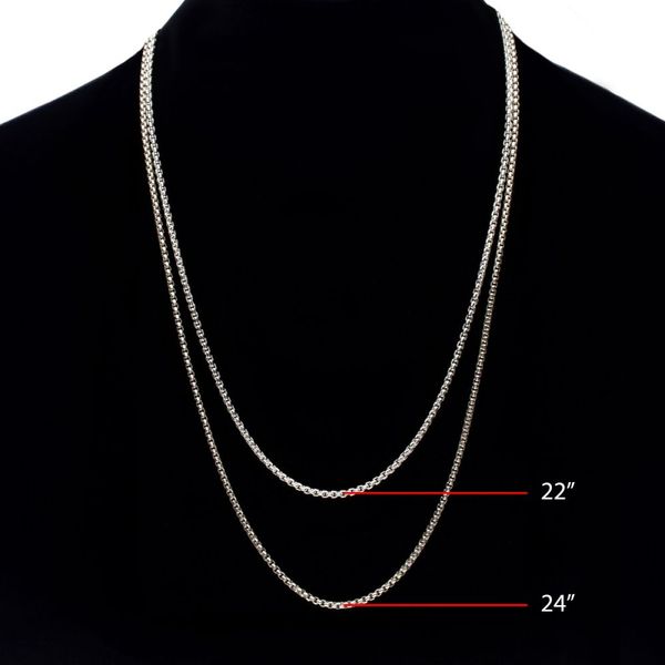 2.6mm 925 Italy Silver Polished Finish Box Chain Necklace with Flat Lobster Clasp Image 4 Marks of Design Shelton, CT
