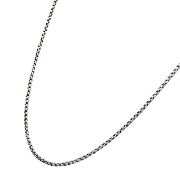 2.6mm 925 Italy Silver Black Rhodium Plated Brushed Satin Finish Box Chain Necklace Image 3 Lewis Jewelers, Inc. Ansonia, CT