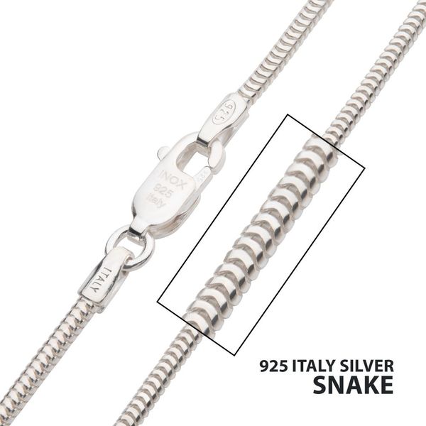 1.5mm 925 Italy Silver Polished Finish Snake Chain Necklace with Flat Lobster Clasp Branham's Jewelry East Tawas, MI
