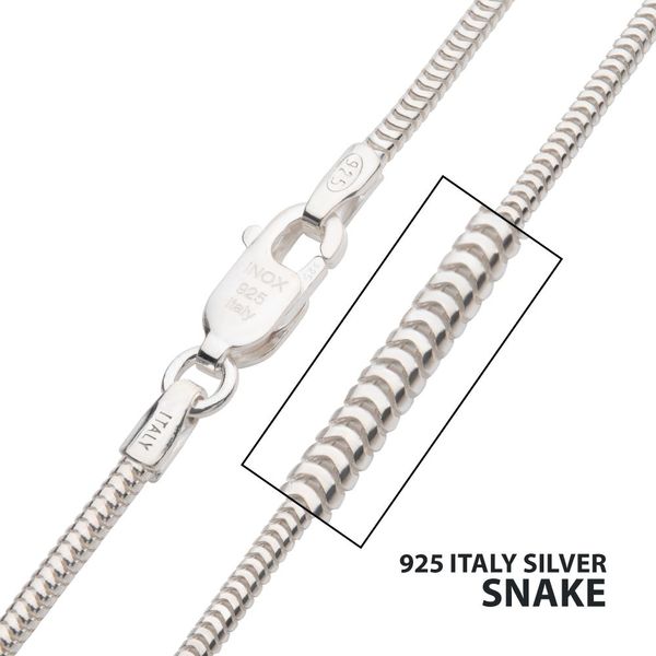 Solid 925 Sterling Silver Italian Round Snake Chain Necklace or Solid 925 Sterling Silver Italian Round Snake Chain Necklace or