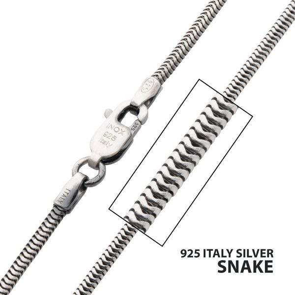 thumbnail image 2 of 3mm .925 Italy Sterling Silver Black Rhodium Snake Chain Necklace - 16" To 30", Adjustable 2 of 14